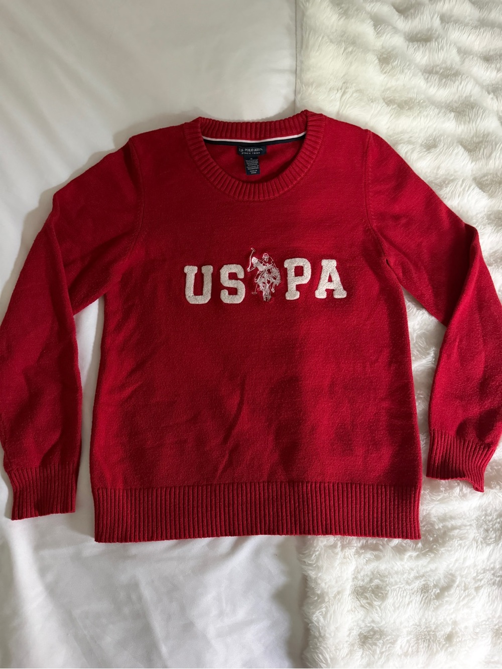 U.S. Polo Assn. Women’s Red Crewneck Sweater - USPA